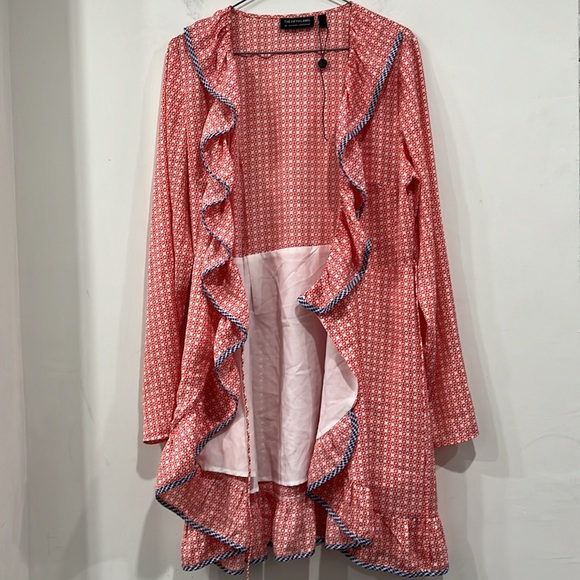 Anthropology The Fifth Label Long Sleeve Wrap Up Dress Red White Blue Geo M - Picture 11 of 12